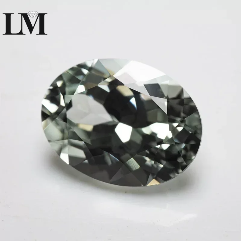 Lab Grown Sapphire Green Color Oval Cut Charm Bead For Diy Jewelry Making Pendant Ring Materials Selectable AGL Certificate