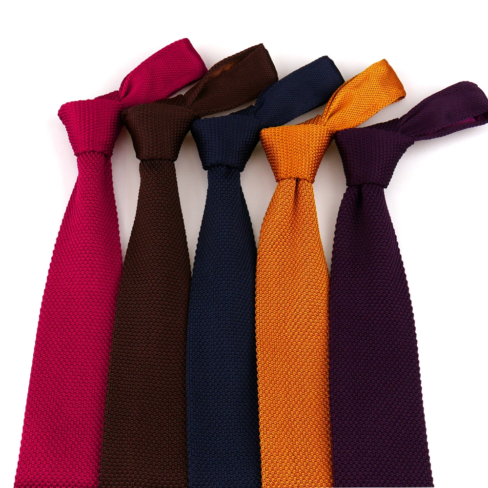 New Style Fashion Mens Tie Knit Solid Colourful Knitted Ties Necktie Normal Slim Classic Woven Gravatas Narrow Neckties Gifts