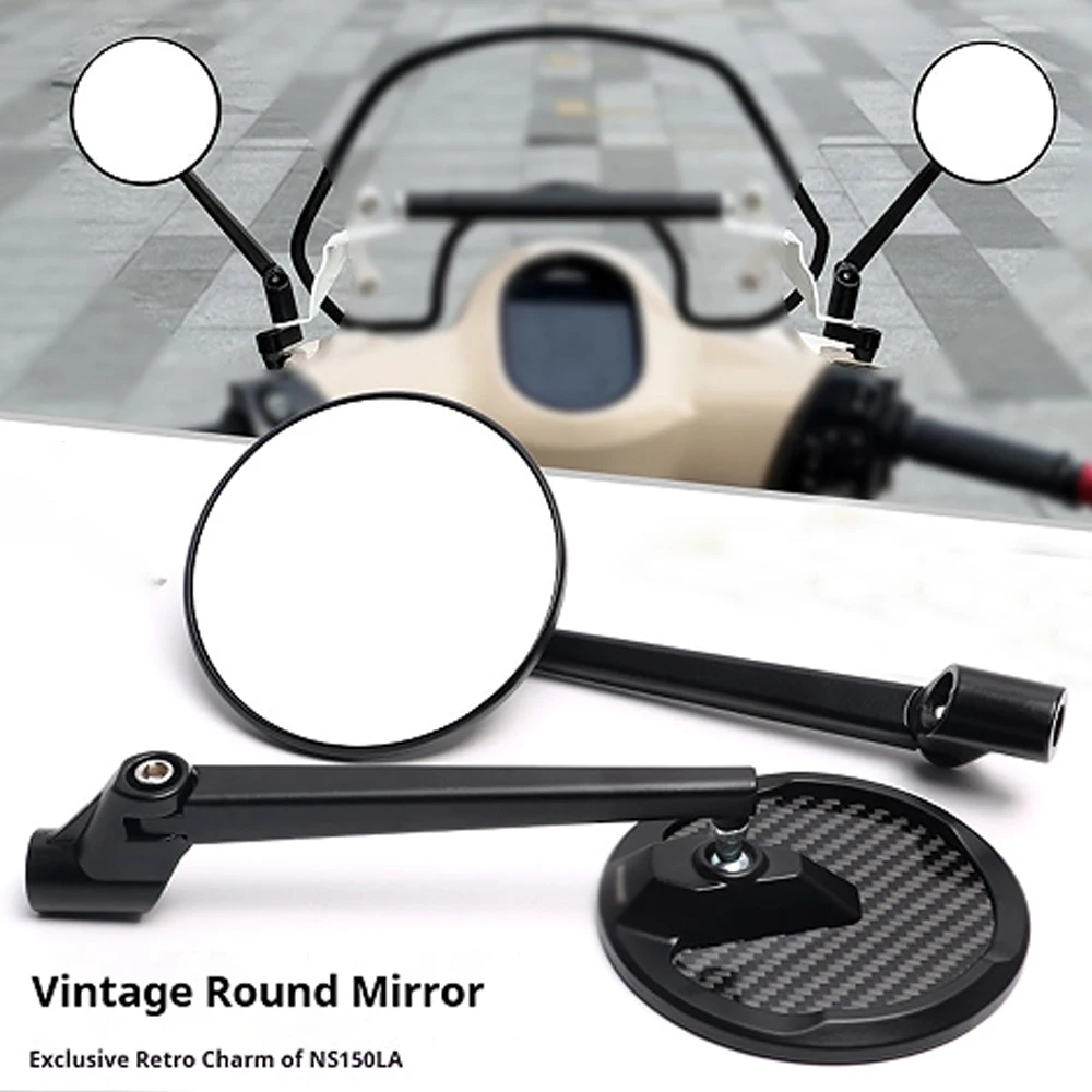 For Honda NS150LA Carbon Fiber Retro Round Mirrors Wide-Angle Rearview Motorcycle Accessories Accesorios Para Moto