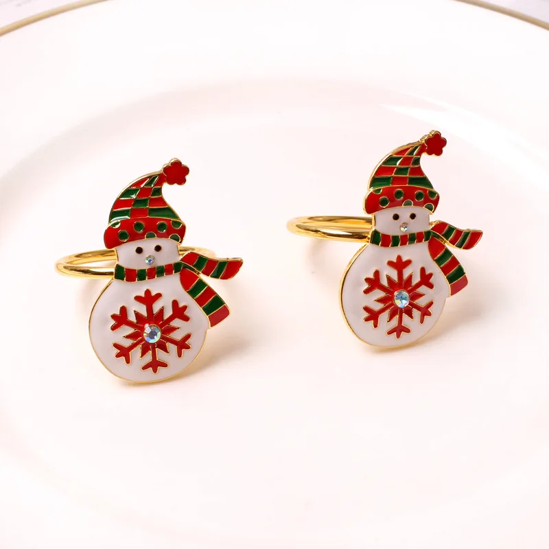 

Christmas snowman napkin ring metal stainless steel creative napkin ring 6pcs