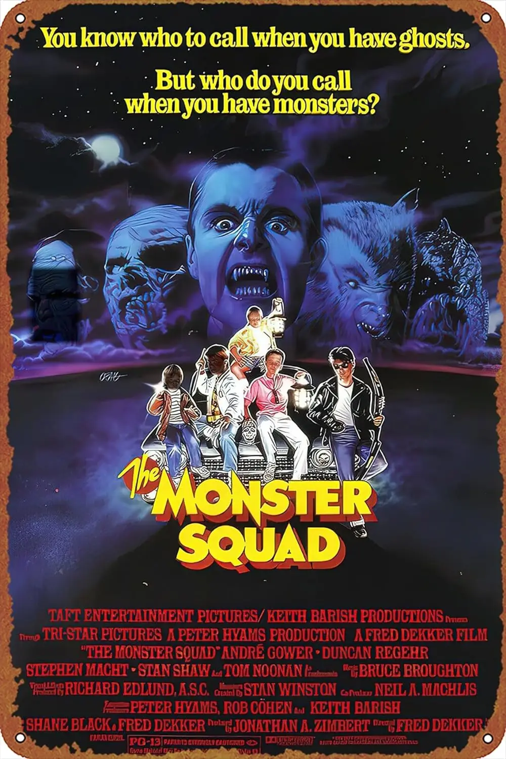 The Monster Squad Horror Film Movie Poster Retro Metal Sign Vintage Tin Sign for Cafe Bar Home Wall Decor 12 X 8 inch sign