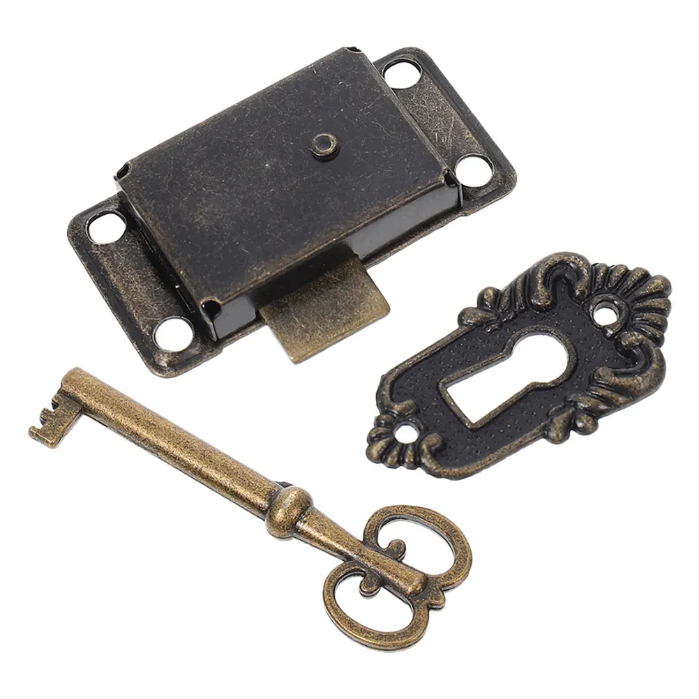 

Cabinet Locks Hardware Chinese Style Vintage Flush Mount File Replacement Drawer Desk Dresser metal jewelry box