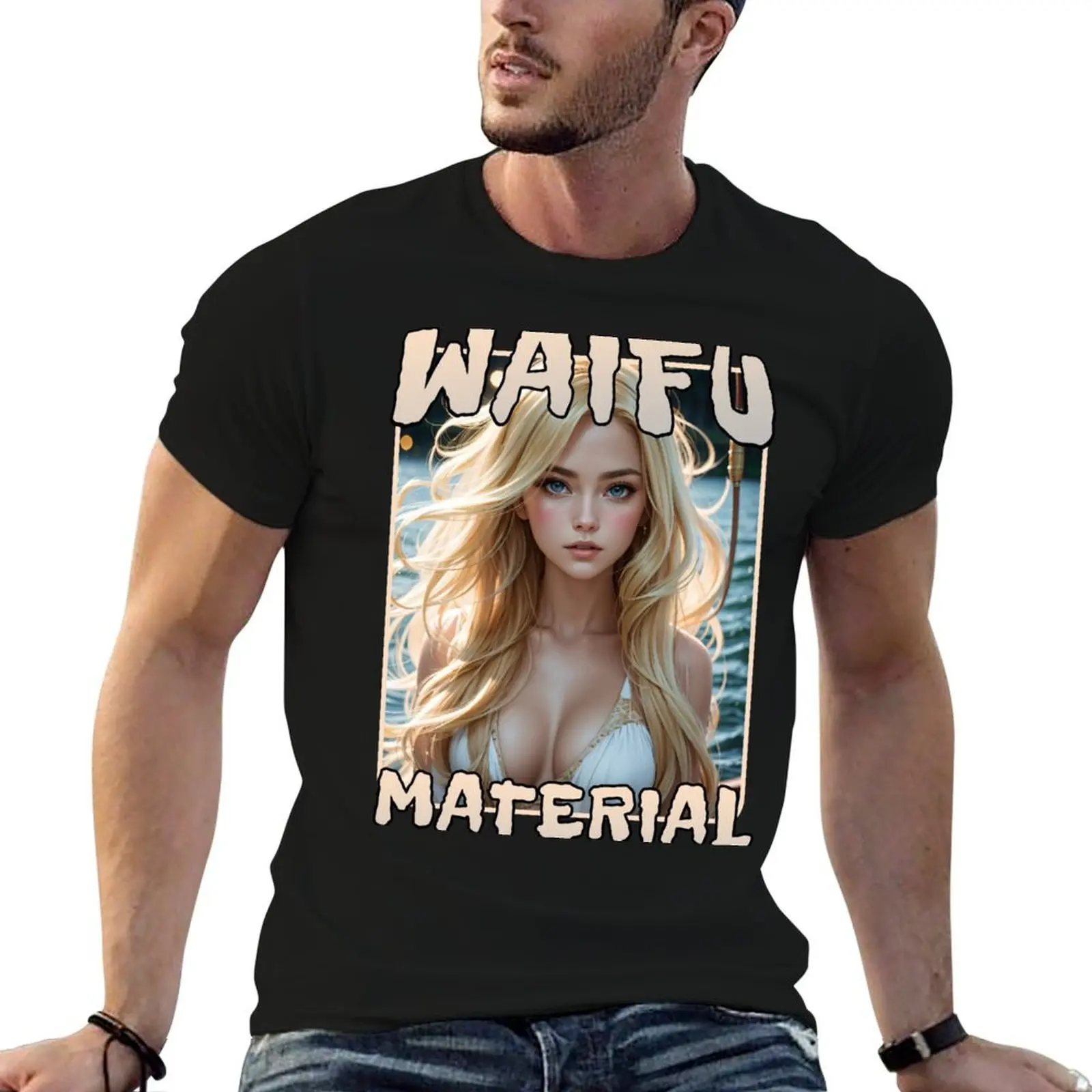 

Waifu Material Tri-blend T-Shirt new edition aesthetic clothes graphic tee shirt workout shirts for men