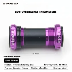 EVOSID DUB BSA 68/73mm Thread Central Movement 2 Bearing 28.99mm For Sram NX SX Eagle Crankset MTB Bike BB For DUB Crank 29mm