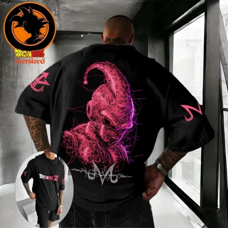 

2026 Summer Dragon Ball Retro High Quality Cotton Men's Oversized T-shirt Magic Man Buo Printed Unisex Children's Casual Shirt