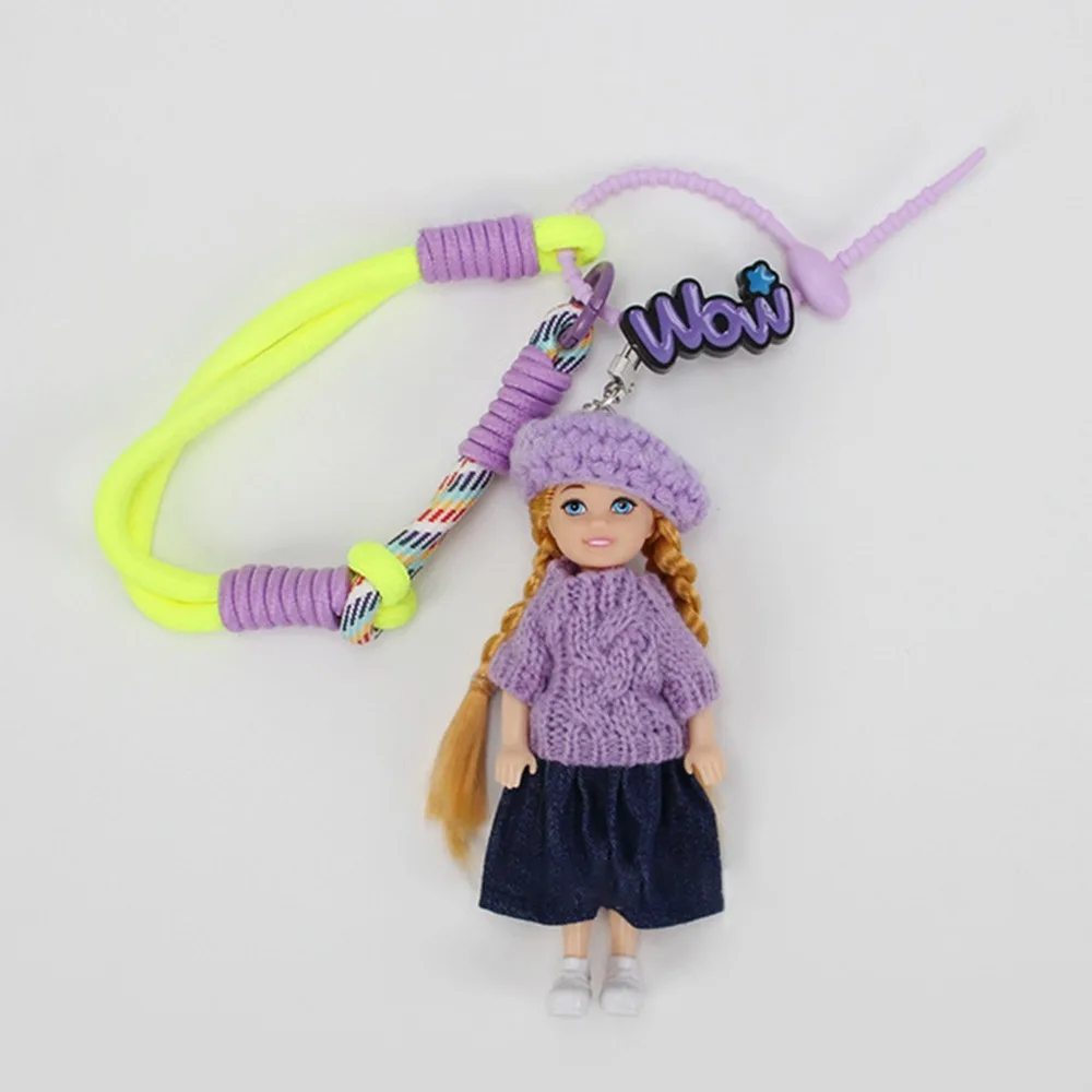 New Cute Doll Pendant Hanging Ornament DIY Change Clothes Car Key Ring Keychain for Barbie Doll