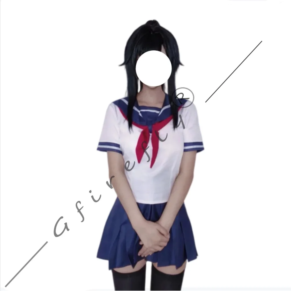 Yandere Simulator Ayano Aishi 같은 스타일의 코스프레 의상 JK 교복 성인 여성 할로윈 카니발 파티 무대 의상