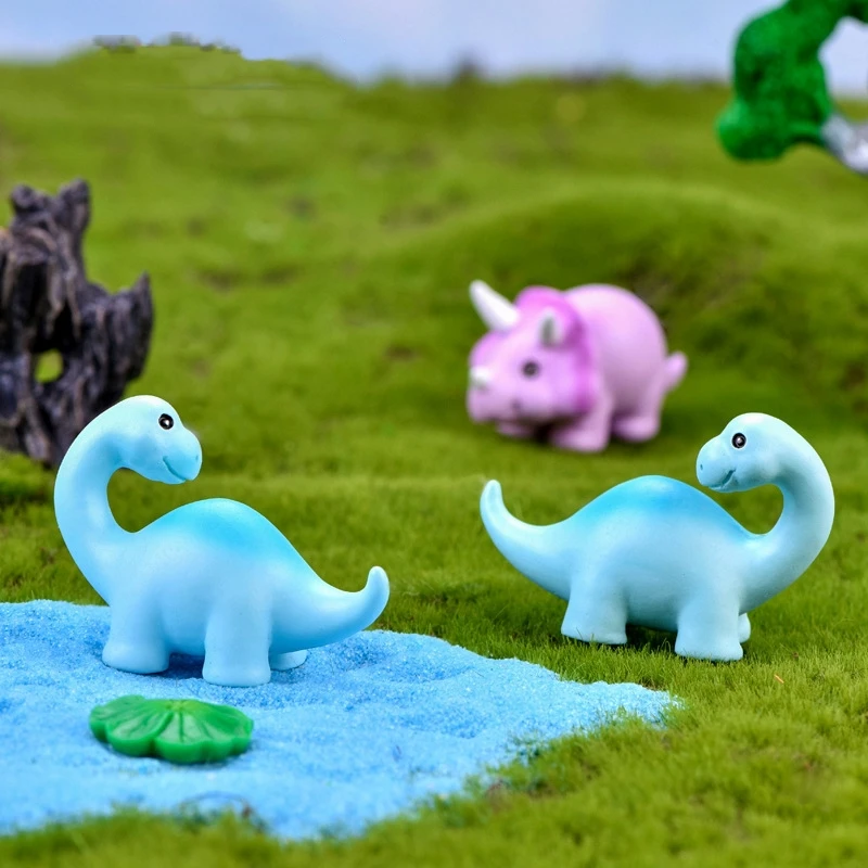 10pcs Mini Resin Cartoon Dinosaur Miniature Cartoon Small Animal Figures for Micro Fairy Garden Landscape Accessories