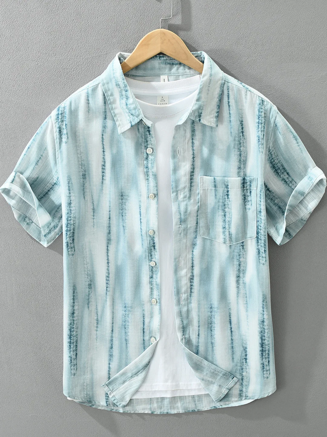 

Casual Tie-Dye Short Sleeve Shirt Men's Summer New Fashion Personality Print Breathable Thin Polyester Casual Style Shirt