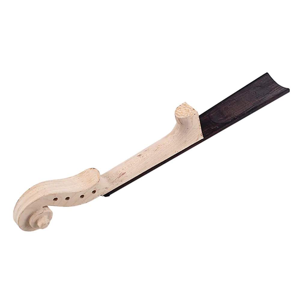 Unfinished Violin Neck Solid Maple Wood Ebony Fingerboard Hand Carved Scroll Strengthened Ebony Finger Plate Violin Builder Part