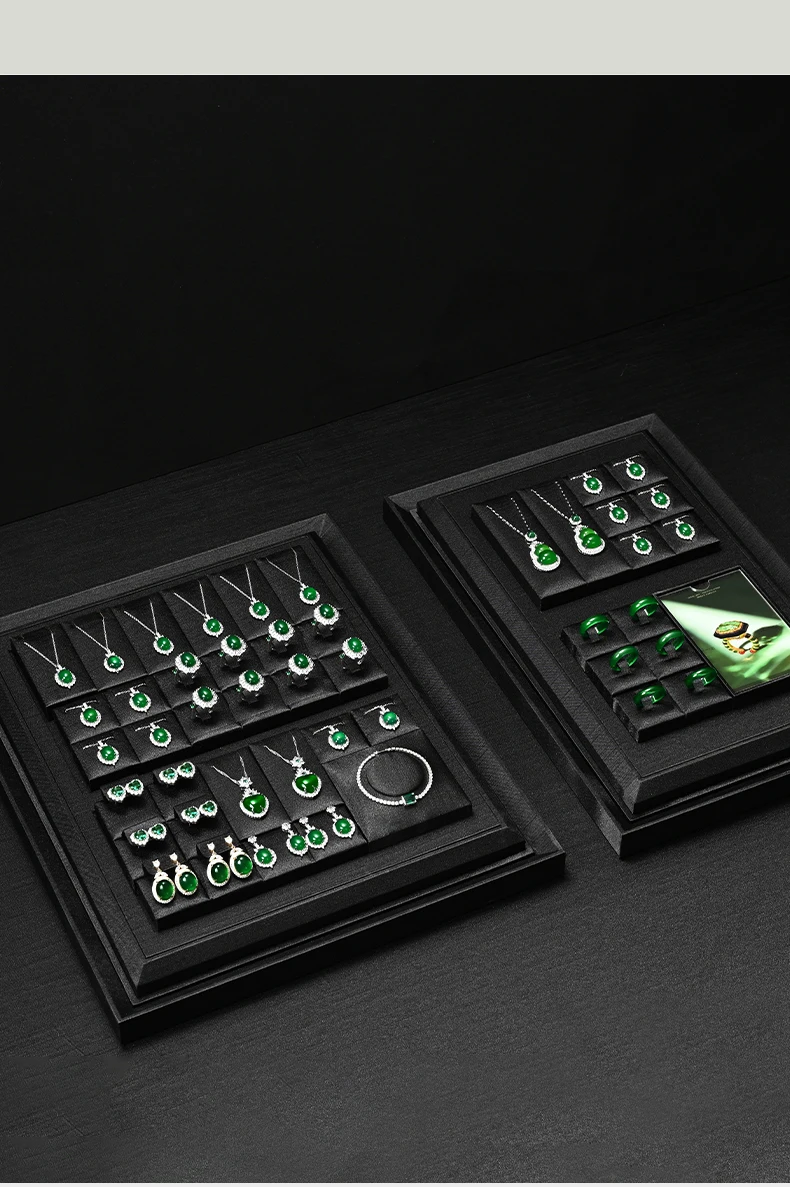 Oirlv Schwarzes Seidenstoff-Schmuckdisplay-Set, Mehrfach-Organizer für Halsketten, Ringe, Ohrringe, Edelsteine, für Ladentheken – Detail 10