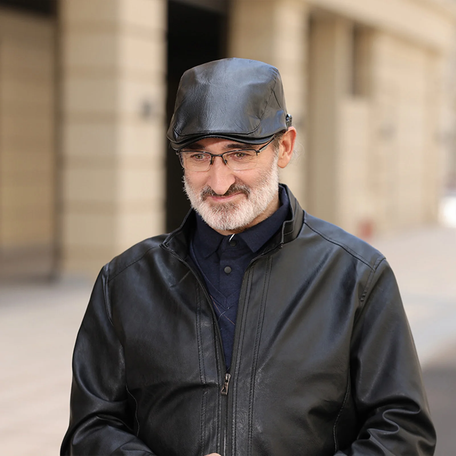 Men's PU Leather Newsboy Caps Irish Style Vintage Stylish Newsboy Hats for Shopping Dating Camping Wear