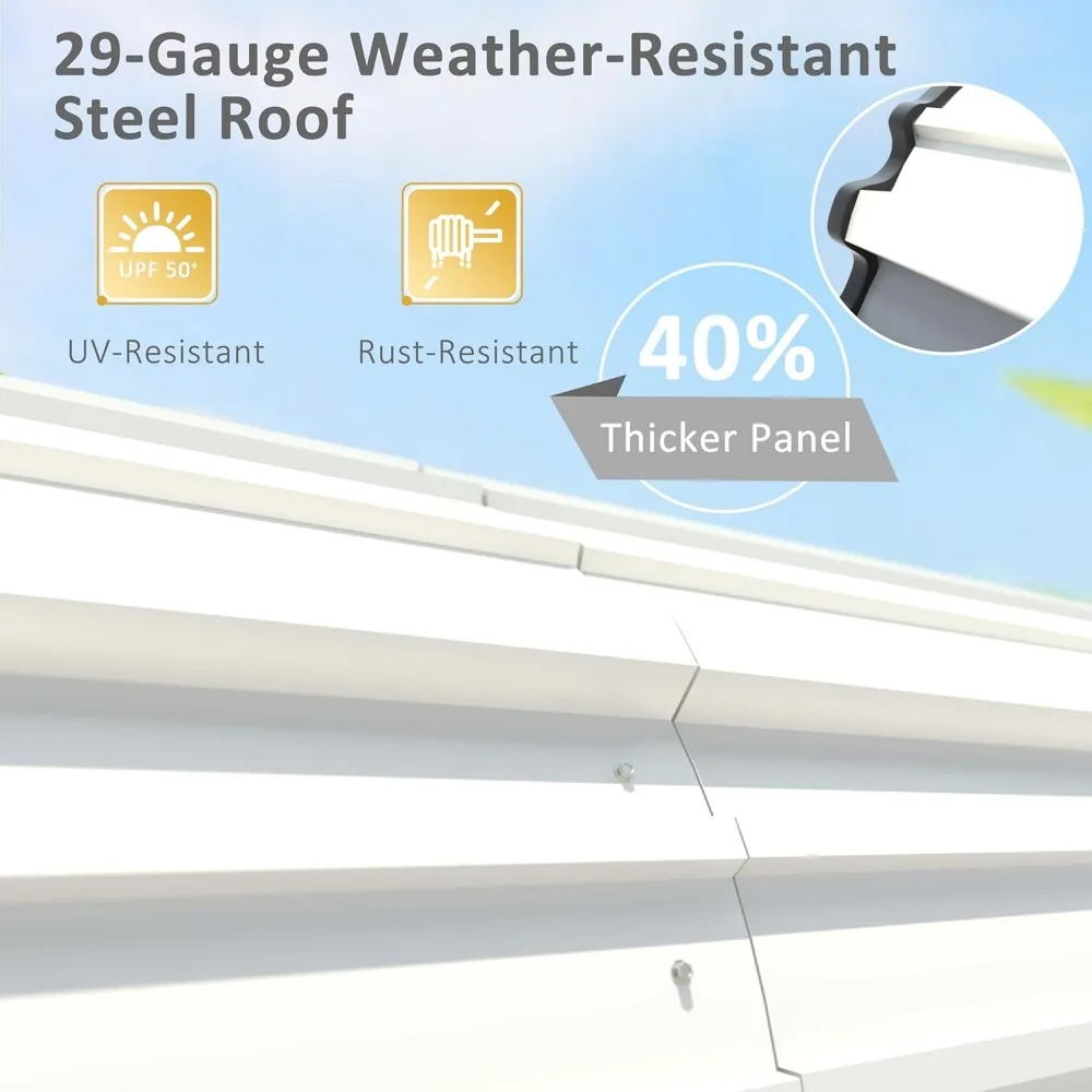 Posto auto in metallo, porte per auto 20x20 resistenti per la neve, carport con struttura di assemblaggio innovativa, riparo per garage in metallo, tettoie