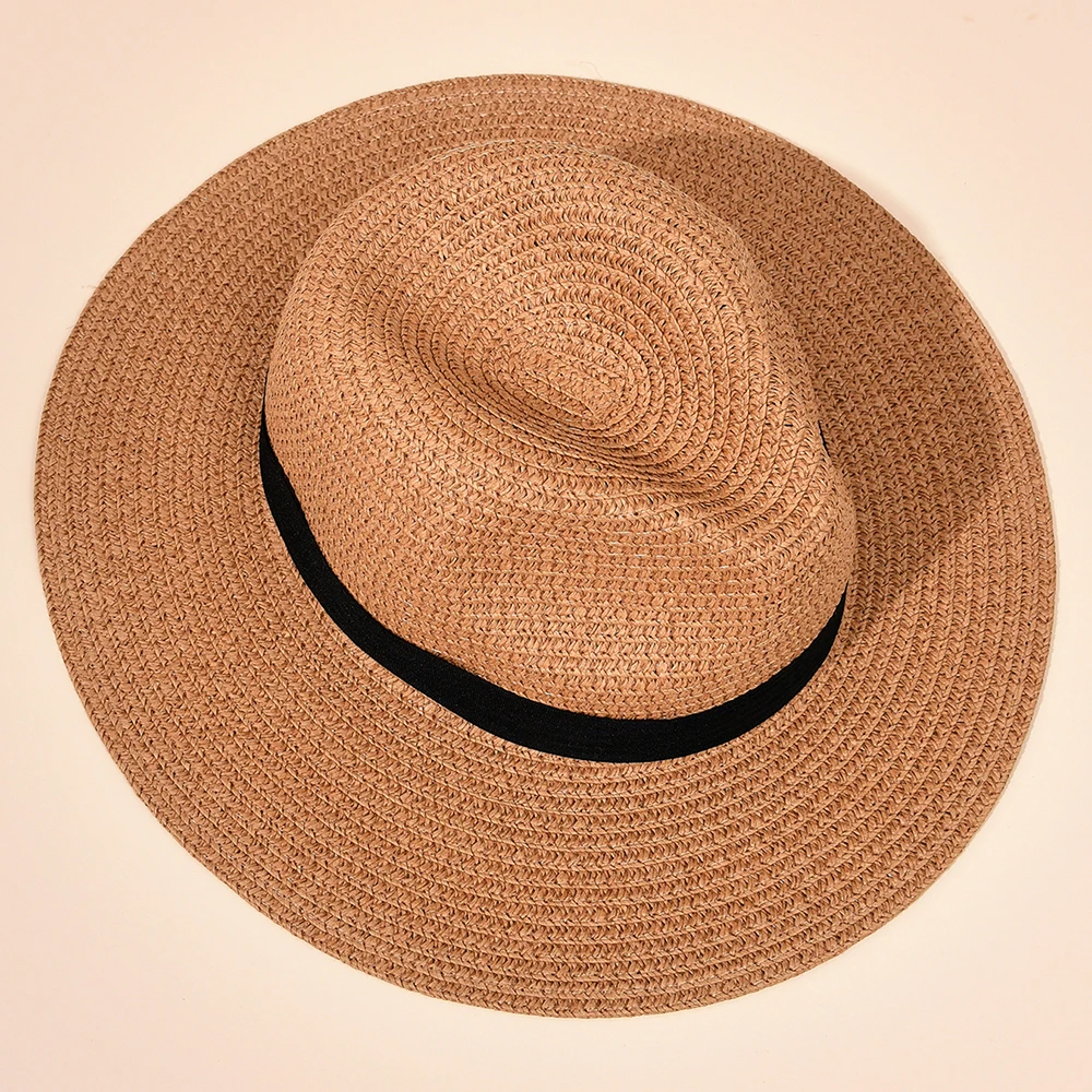 Summer New Fashion Versatile Top Hat For Men and Women\'s Sunshade Grass Weaving Sun Protection Hat With Large Brim Straw Hat