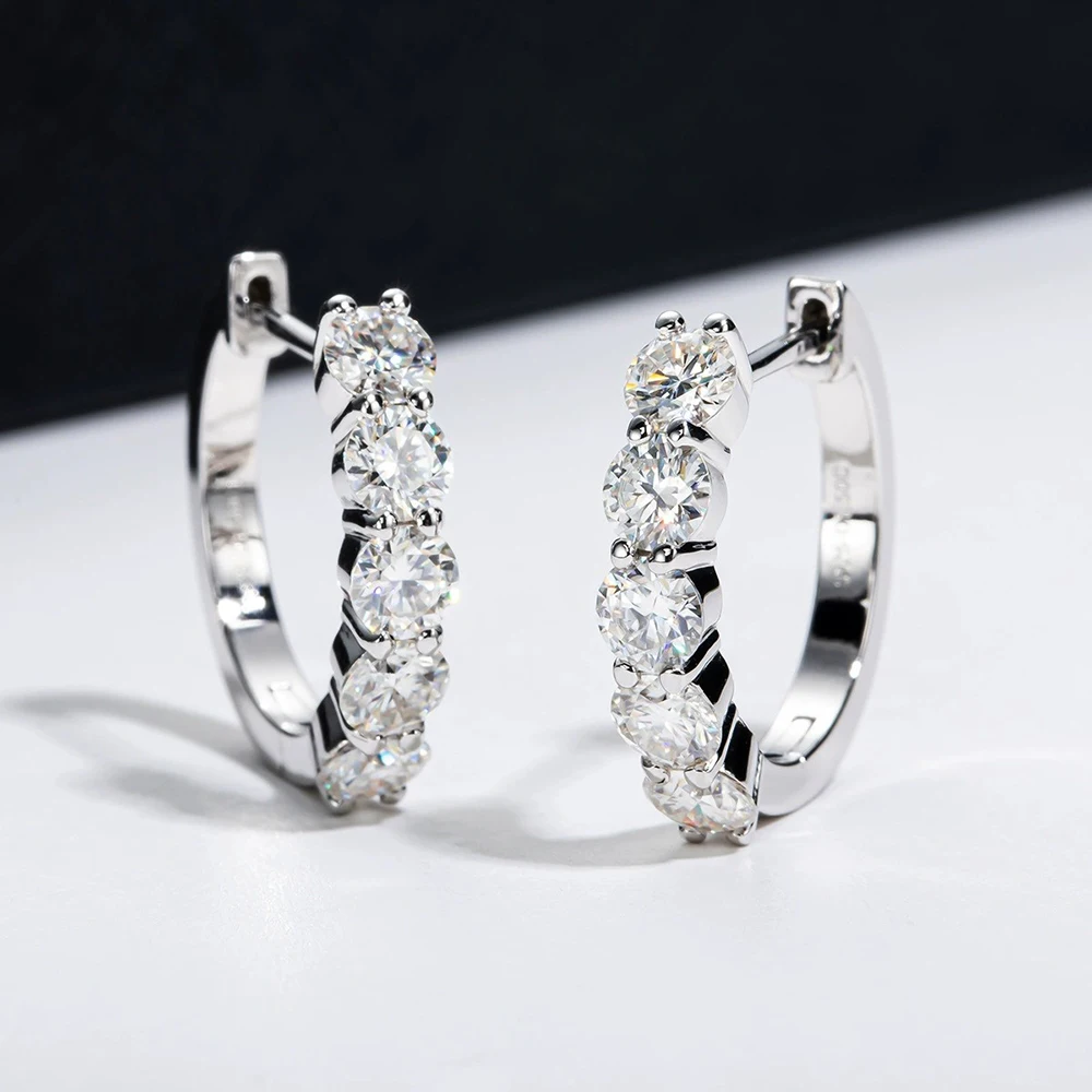 JoyceJelly Ohrstecker aus 925er-Sterlingsilber mit Moissanit-Diamant, 1 CT/2 CT, Rundschliff, Ohrhaken, Damen-Ohrringe, Hochzeit, edler Schmuck – Detail 11