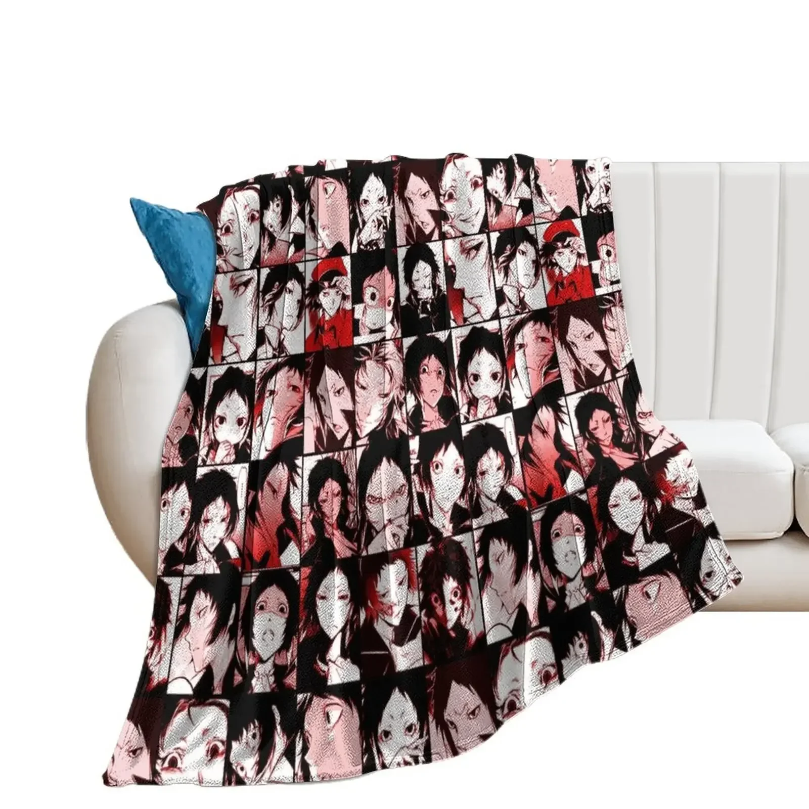 Akutagawa Ryunosuke- collage color version Throw Blanket manga Sofa Throw Flannel Blankets