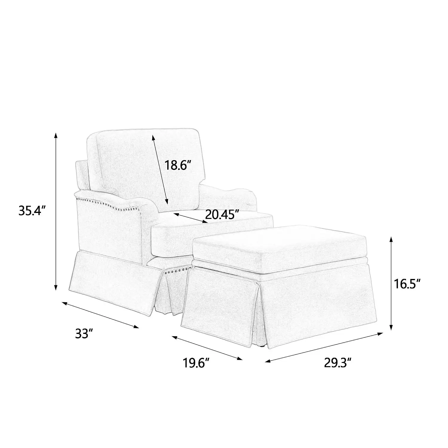 Swivel Accent Chair with Storage Ottoman, Ash Grey, Set of 2