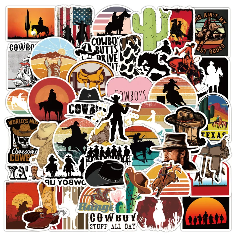 10/30/50pcs Cowboy Stickers Laptop Bicycle Guitar Skateboard Sticker Kid DIY Graffiti Waterproof Stickers Toy