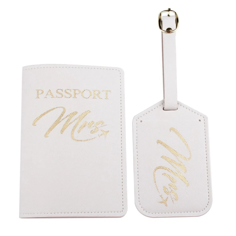 Couverture carte passeport Portable Mr Mrs, avec porte-étiquette bagage, 4 pièces