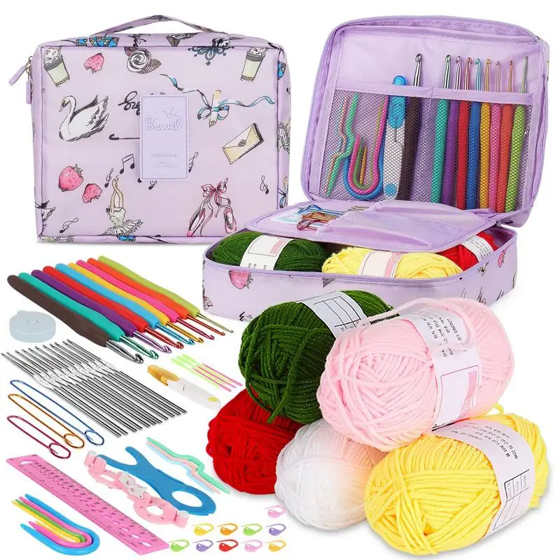 

Набор инструментов для вязания Набор для вязания крючком для взрослых, 58X, мягкий вязальный крючок для начинающих, кружевной вязальный крючок, вязаный крючок, пряжа для куклы-подставки