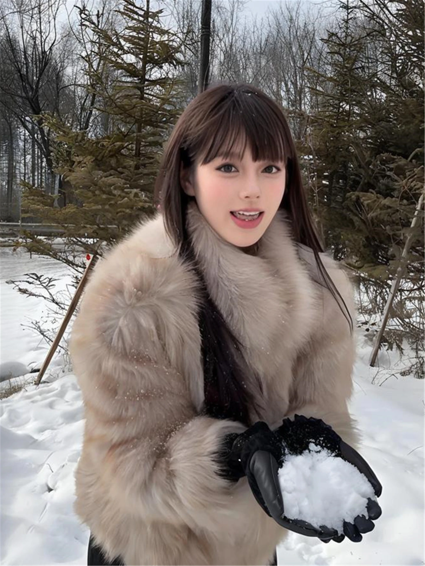 2025 شتاء جديد فو الثعلب الفراء رمادي الوقوف طوق موضة التخسيس الأعلى لينة فضفاضة عادية الذهبي براون معطف الفرو القصير #3