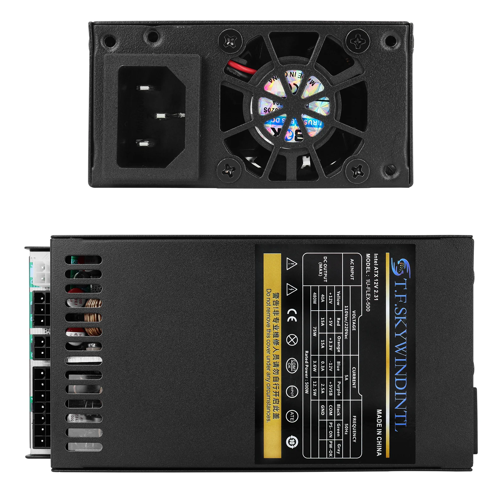 500W Mini ITX Power Supply Full Modular, 100-240V Wide Voltage, APFC Active PFC, Small 1U PSU for NAS/POS/HTPC - view 4