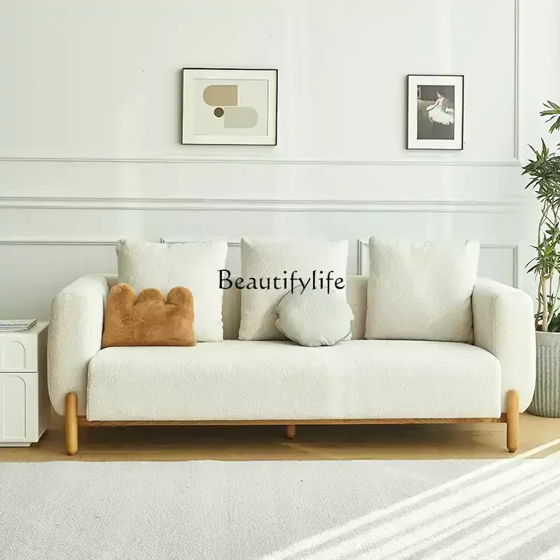 

Modern simple log personalized small apartment technology cloth Japanese sofa surprise quiet wind living room solid wood