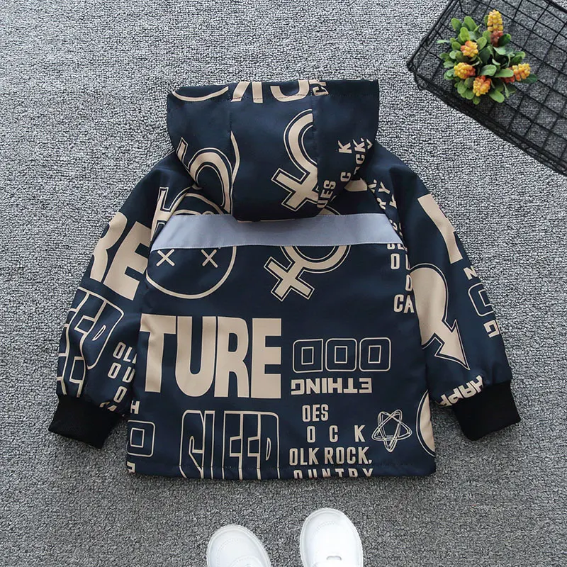 سترات بغطاء للرأس مطبوعة بالكامل للأولاد، طراز عصري، للربيع/الخريف، للأعمار من 3 إلى 10 سنوات #3