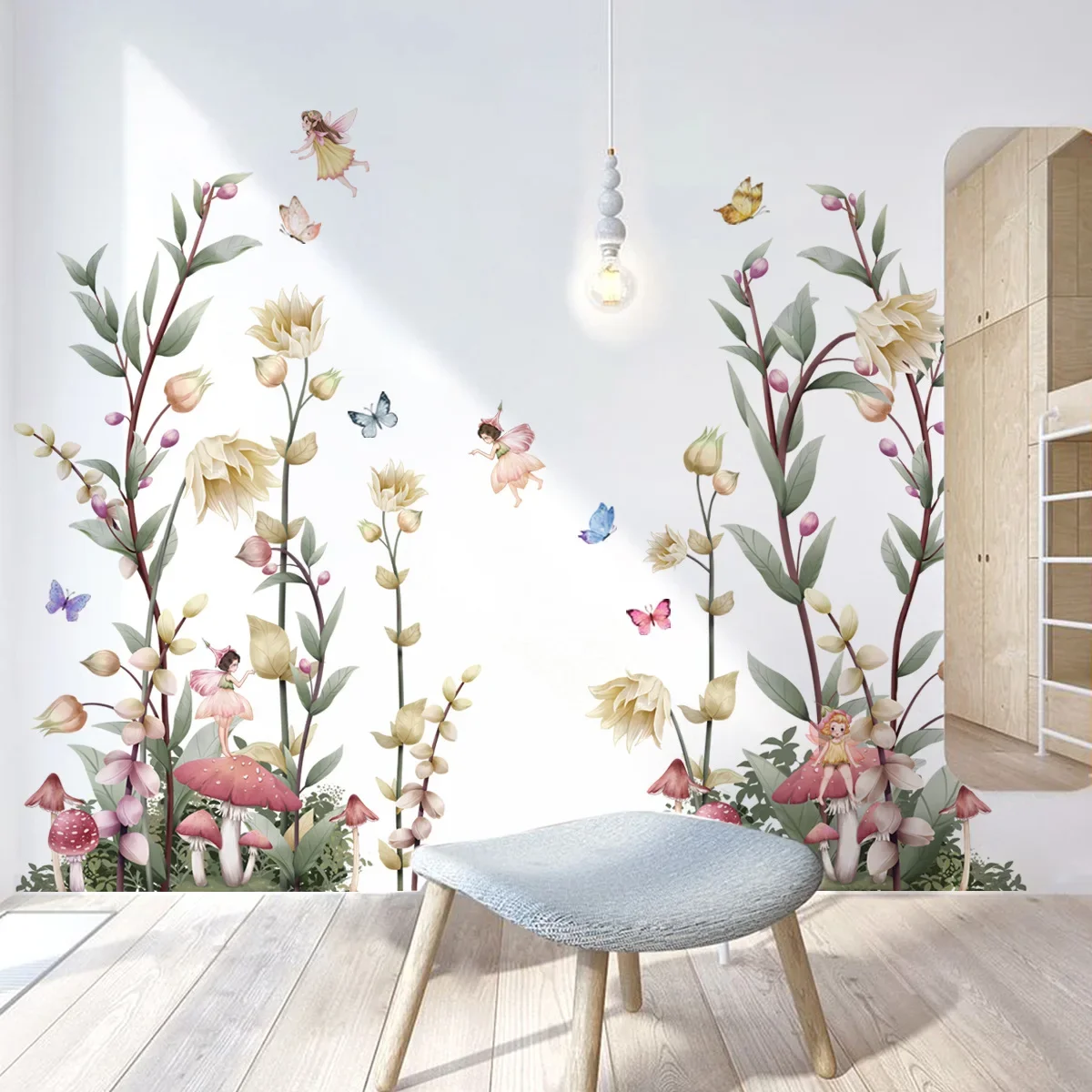 Plant Flower Elf Wall Sticker Removable Vinyl PVC Home Decor Living Room Bedroom