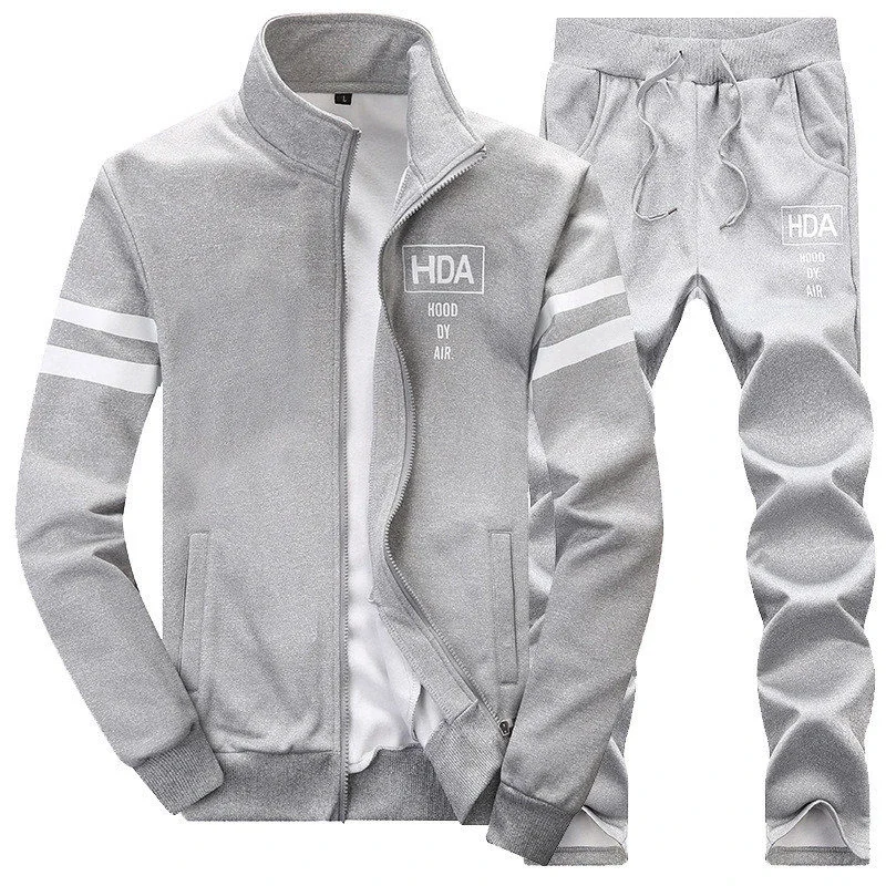 2023 New Men\'s Tracksuit Fleece Jacket and Sweatpants 2 Piece Set Spring Autumn Sports Suit Long Sleeve Sets Men Sweatsuit Warm