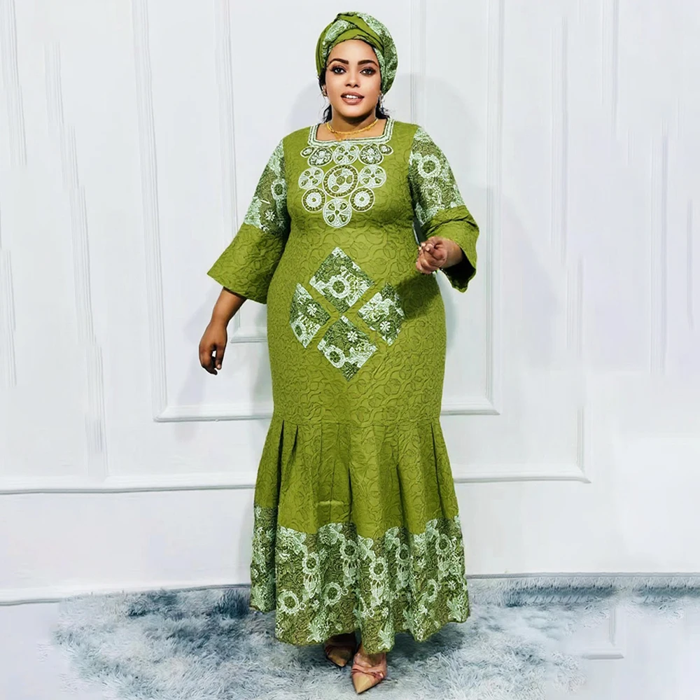 

Элегантные африканские платья для женщин, традиционная одежда Дашики, кружевное платье с вышивкой в Анкаре, длинное платье больших размеров для свадебной вечеринки