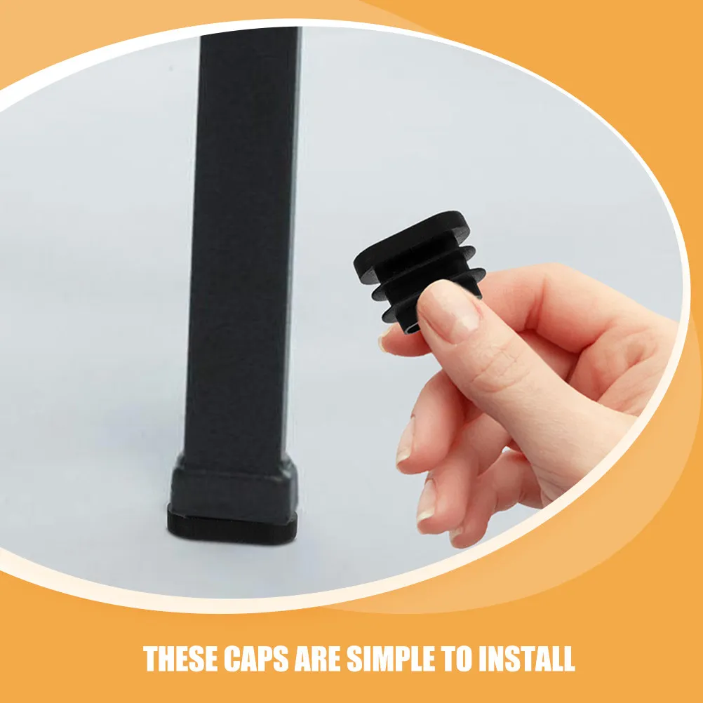 30Pcs Oval Table Chair Leg Covers Black Plastic Furniture Feet Replacement Folding Chair Caps Patio Furniture Leg Protectors