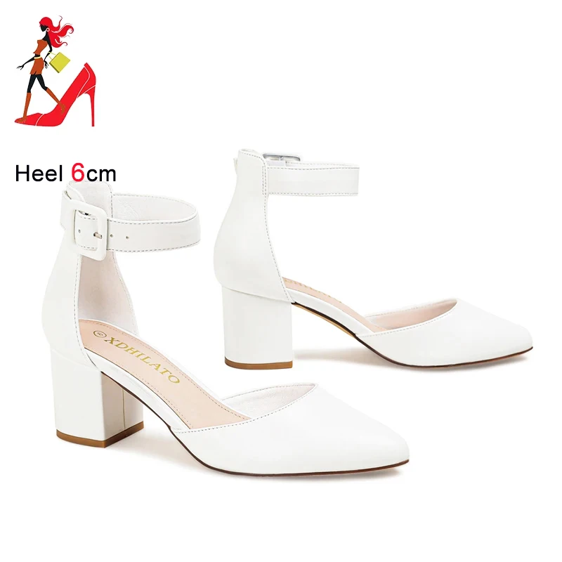 Ankle Buckle Strap Women Sandals 6CM Square Heel Party Dress Shoes 2024 New Summer Elegant With Baotou High Heels Shoe Female