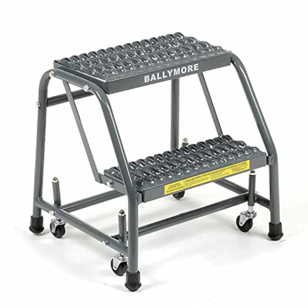 Standard Rolling Ladder 218G Steel with Serrated Tread, Spring Loaded Casters, No Handrails, Unassembled, Suitable for Industria