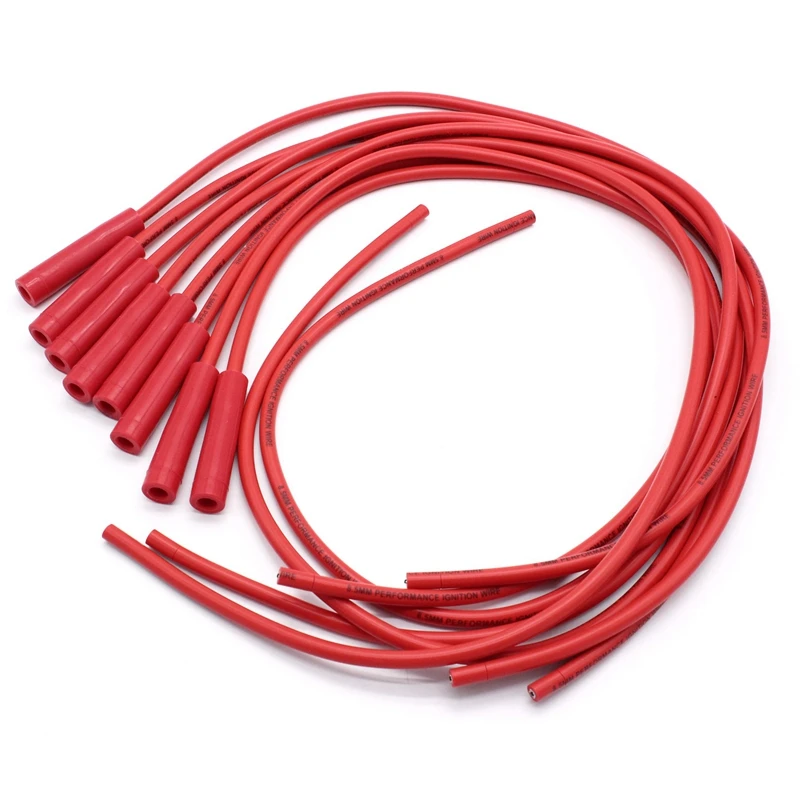 4041R Spark Plug Wire Set 8Mm Super Stock Copper Spiral Core Universal Wire Set Red