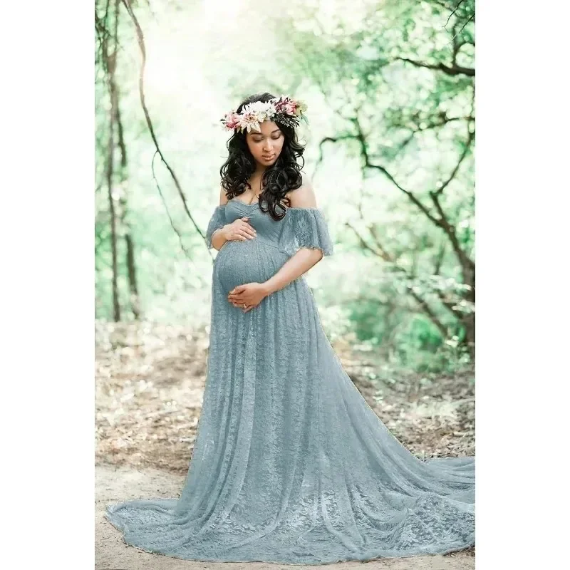 Schießen Spitze Schwangere Frauen Schwanz Kurzarm Mutterschaft Fotografie Requisiten Schießen Zubehör Kleid für Foto