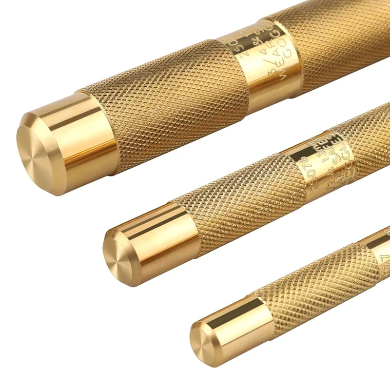 2025 Hot Style 3Pcs 61360 Knurled Brass Drift Punch Set,Hand Tool Punches Tools 25077 3/4Inch 25076 1/2Inch 25075 3/8Inch Drift