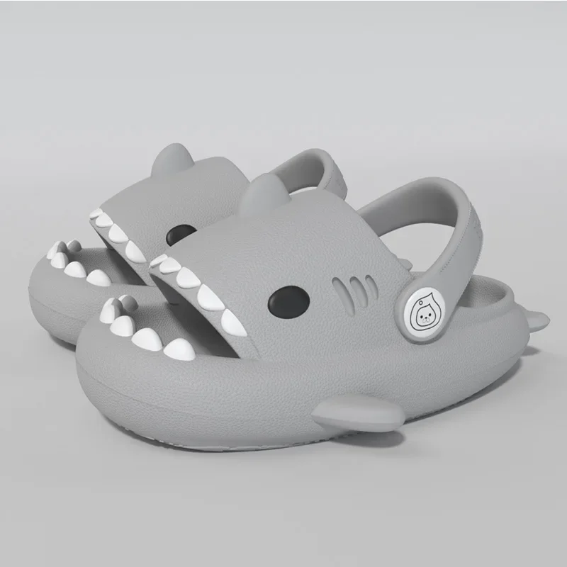 Three-dimensional Children\'s Shark Hole Shoes Summer Home Baby Non Slip Platform Sandals Cute Cartoon Soft Sole Kids Slippe