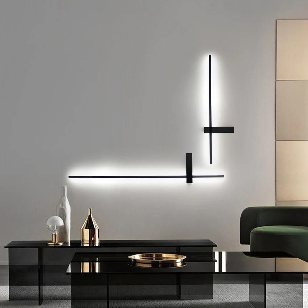 

Minimalist LED Wall Lamp Art Deco Parlor Dining Room Wall Lights Aisle Bedroom Shop Sconces Black White Aluminum Dropshipping