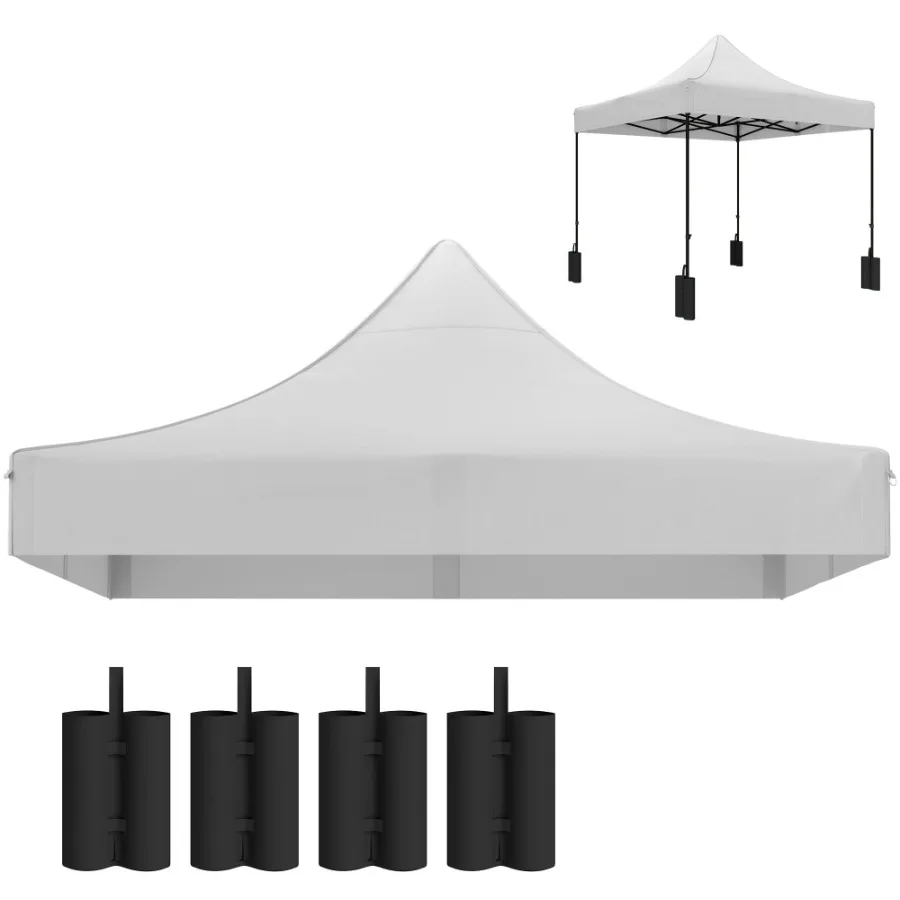 

10' x 10' Replacement Canopy Top for Pop Up Canopy Tent with 4 Sand Bags UPF50+ Protection White