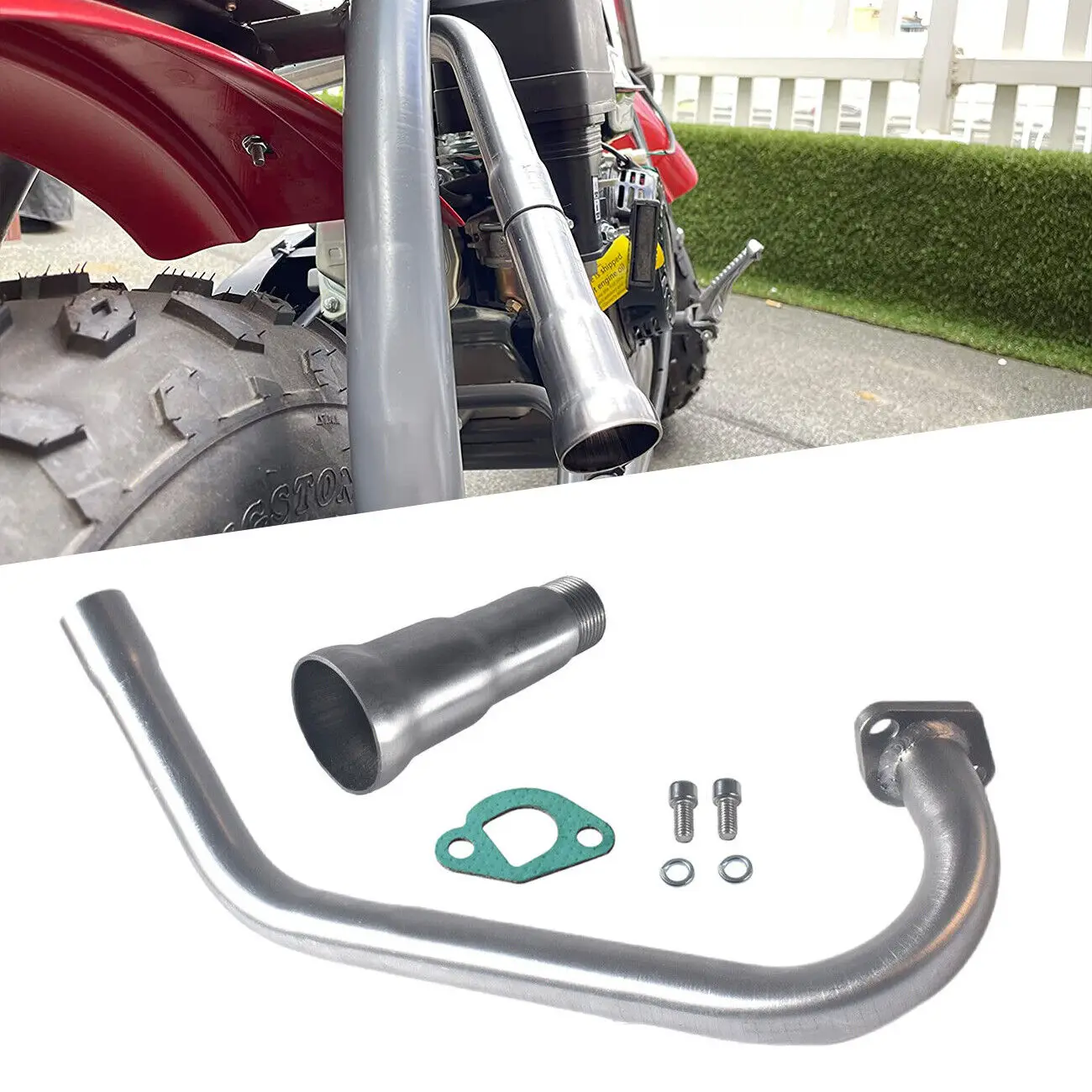 Exhaust Pipe with Muffler For Coleman Powersports CT200U BT200X CT200u-ex 212cc 196cc6.5HP Go Kart and Gas Mini Bike