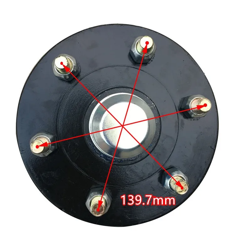 Trailer Straight Axle Spindle With Wheel Hub 5 6×139.7 PCD 1.5Ton Load For Caravan And Utility Trailer
