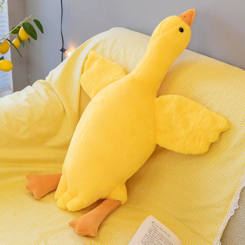 40-130cm Huge Size Lying Duck Plush Toys Kawaii Animal Giant Goose Pillow Stuffed Soft Cushion for Children Kids Birthday Gifts