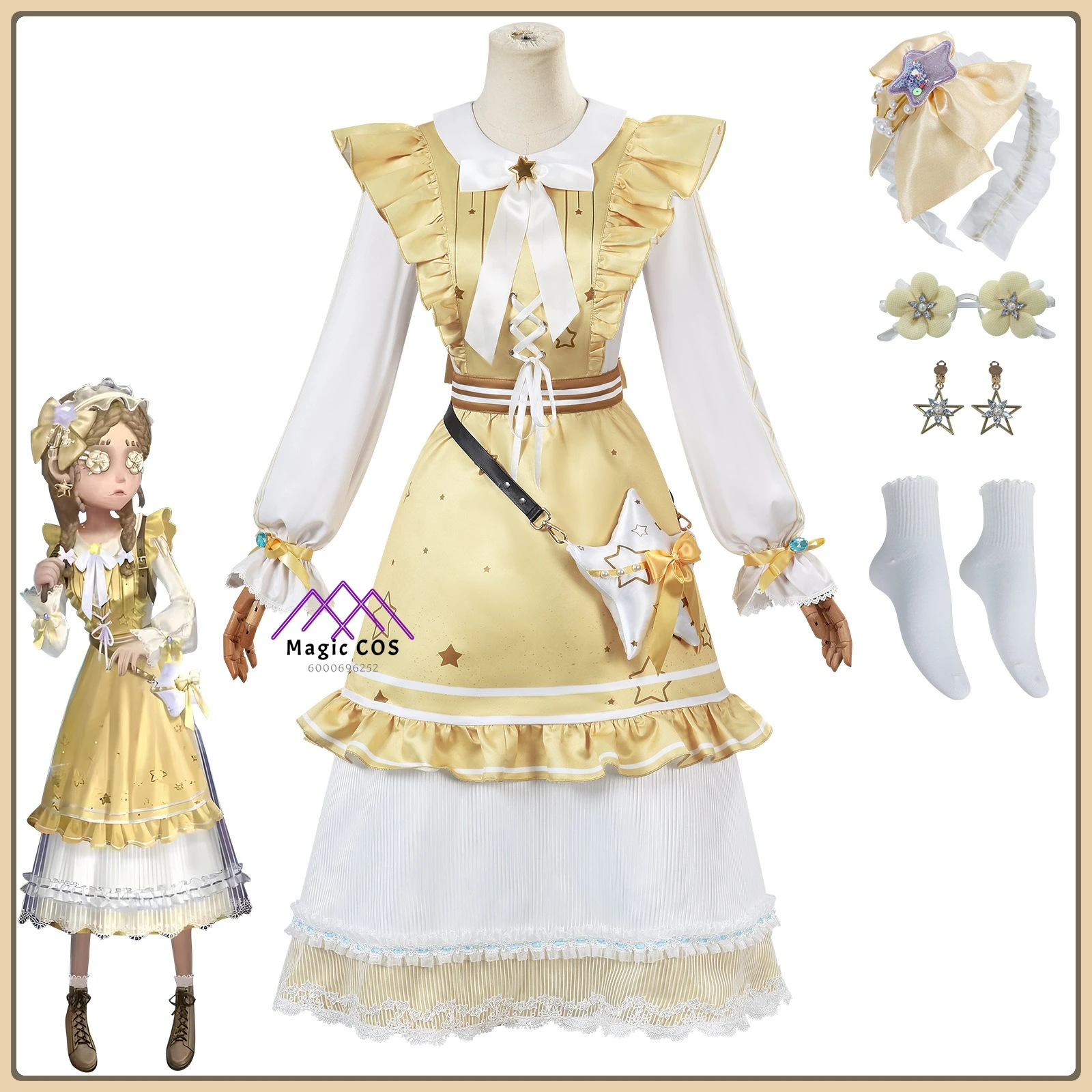 

Identity V Toy Merchant Cosplay Costume Full Set Anime Clothes With Starry Toy Bag Themed for Women Halloween Party Suit