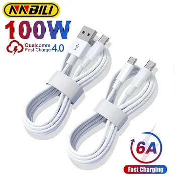 NNBILI USB C 타입 케이블, 고속 충전 충전기 케이블 액세서리, 삼성 S23 울트라 화웨이 P30 40 샤오미 레드미 원플러스 6A, 100W 