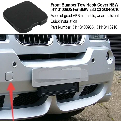 For BMW X3 E83 2004-2010 Front Bumper Tow Hook Cover Cap Black Non M Sport 51113400905