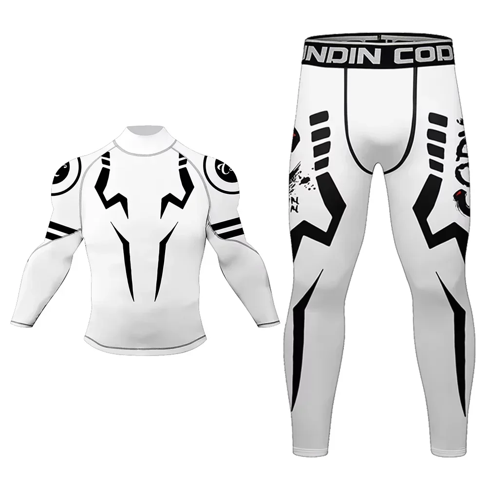 بدلة رياضية MMA BJJ للرجال من Muay Thai Jiu jitsu مجموعة رياضية للملاكمة واللياقة البدنية Rashguard للتدريب والجري ملابس رياضية للصالة الرياضية