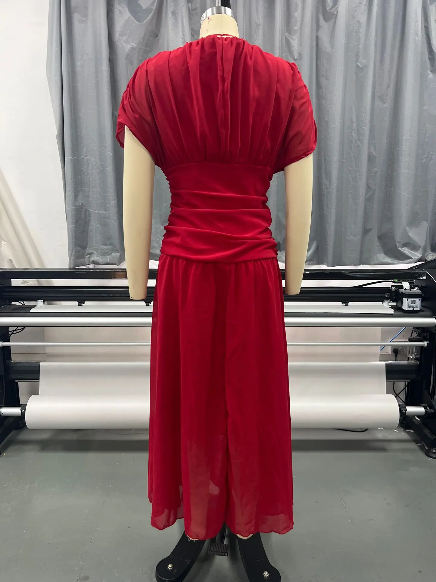 Elegant Off Shoulder Chiffon Maxi Dress Women's Solid V Neck Short Sleeve Floral Print Mesh Slim Wedding Guest Party Long Dress