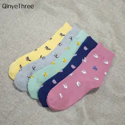 Fashion Small Cute Animal Cartoon Socks Spring Women Soft Cotton Sokken With Chick Raccoon Little Sheep Panda Piggy