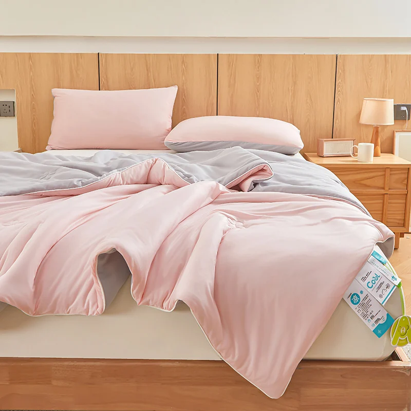 Instant Cool Touch Summer Comforter Double Sided Cooling Quilt Lightweight Ice Silk Blanket Skin-Friendly Air Condition Quilt